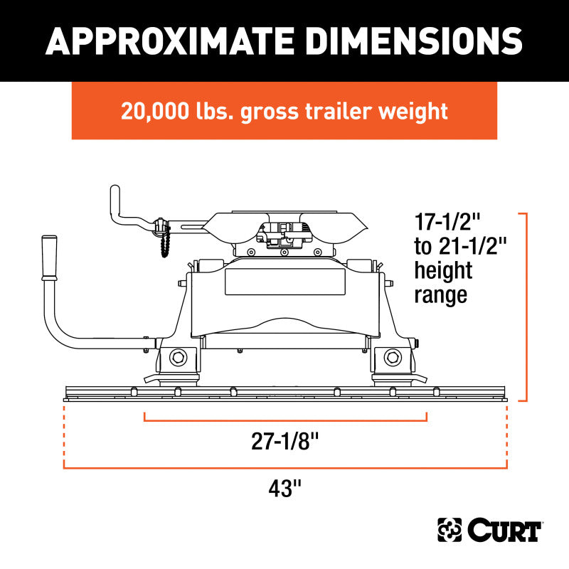 Curt Q20 5th Wheel Hitch w/Roller & Rails