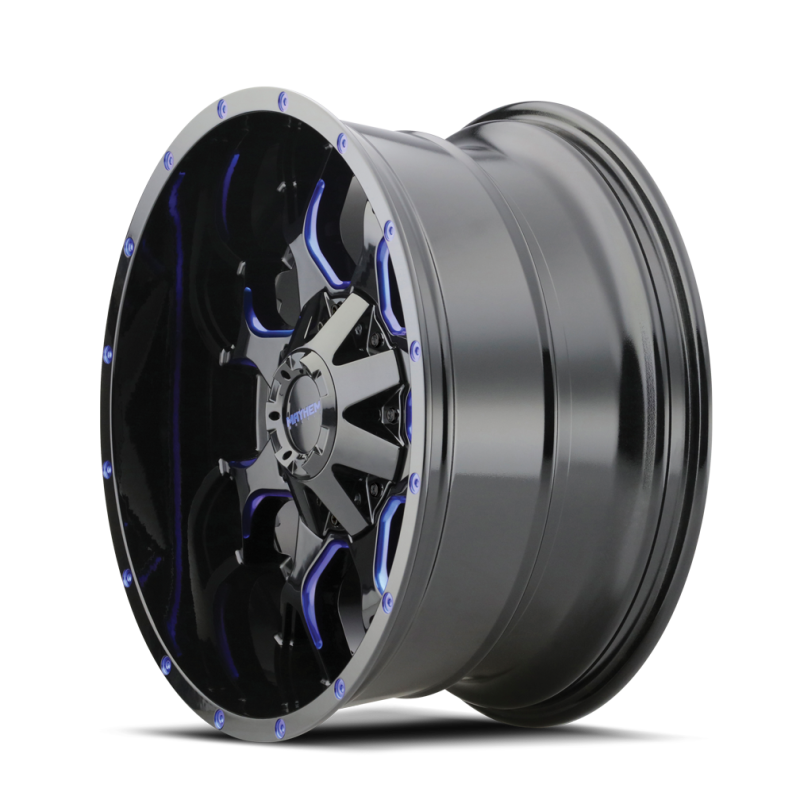 Mayhem 8015 Warrior 18x9 / 8x165.1 BP / 18mm Offset / 130.8mm Hub Black w/ Prism Blue Wheel