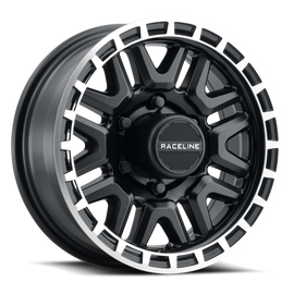 Raceline 953BM Krank 15x5in / 5x114.3 BP / 0mm Offset / 3.19mm Bore - Black & Machined Wheel