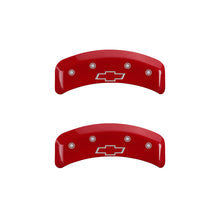 Load image into Gallery viewer, MGP 4 Caliper Covers Engraved Front &amp; Rear Bowtie Red finish silver ch