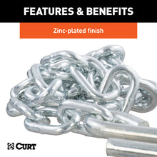 Load image into Gallery viewer, Curt 48in Safety Chain w/2 S-Hooks (5000lbs Clear Zinc Packaged)