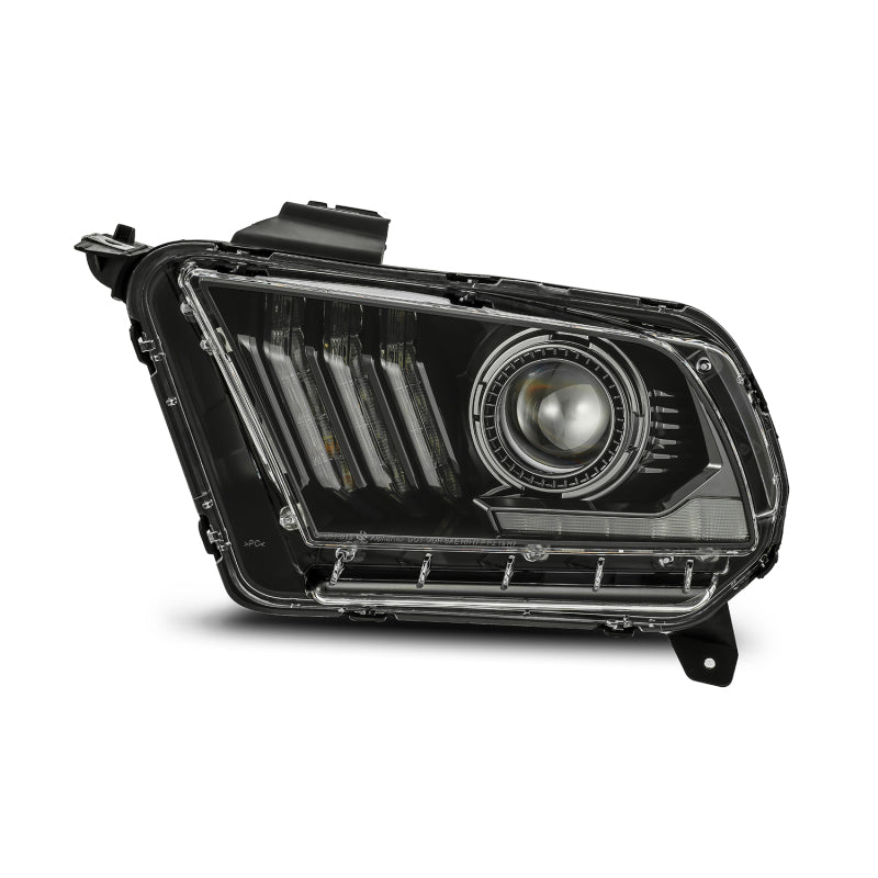 AlphaRex 10-12 Ford Mustang PRO-Series Projector Headlights Plank Style Jet Black w/Top/Bottom DRL