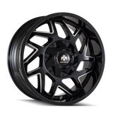 Mayhem 8106 Hatchet 20x9 / 6x135 BP / 0mm Offset / 106mm Hub Black w/ Milled Spokes Wheel