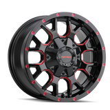 Mayhem 8015 Warrior 18x9 / 8x165.1 BP / 18mm Offset / 130.8mm Hub Black w/ Prism Red Wheel