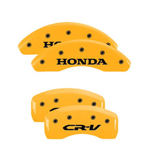 Load image into Gallery viewer, MGP 4 Caliper Covers Engraved Front Honda Rear CR-V Yellow Finish Black Char 2018 Honda CR-V