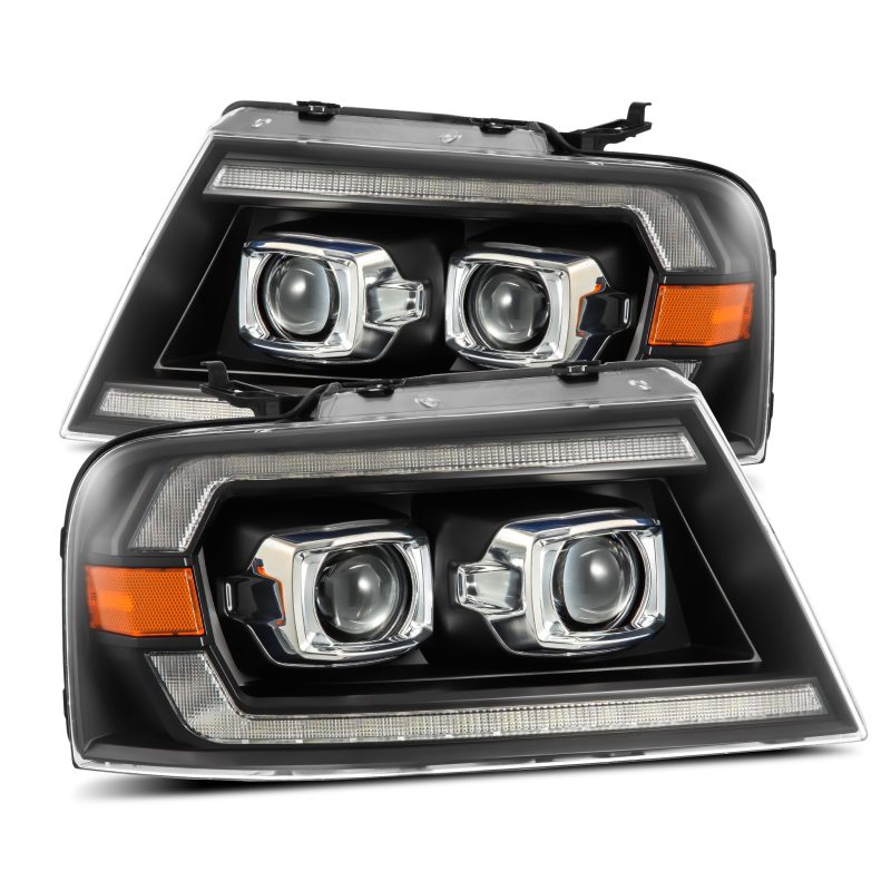 AlphaRex 04-08 Ford F150 PRO-Series Projector Headlights Alpha-Black w/ Sequential Signal and DRL