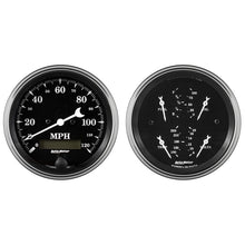 Load image into Gallery viewer, Auto Meter Gauge Kit 2 pc. Quad &amp; Speedometer 3 3/8in Old Tyme Black