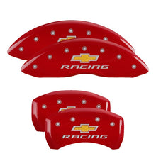 Load image into Gallery viewer, MGP 4 Caliper Covers Engraved Front &amp; Rear Chevy racing Red finish silver ch