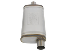 Load image into Gallery viewer, aFe MACHForce XP SS Muffler 2.5in Center Inlet / 2.5in Offset Outlet 18in L x 9in W x4in H Body