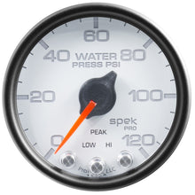 Load image into Gallery viewer, Autometer Spek-Pro Gauge Water Press 2 1/16in 120psi Stepper Motor W/Peak &amp; Warn Wht/Blk