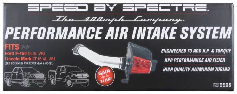 Spectre 04-08 Ford F150 V8-5.4L F/I Air Intake Kit - Clear Anodized w/Red Filter
