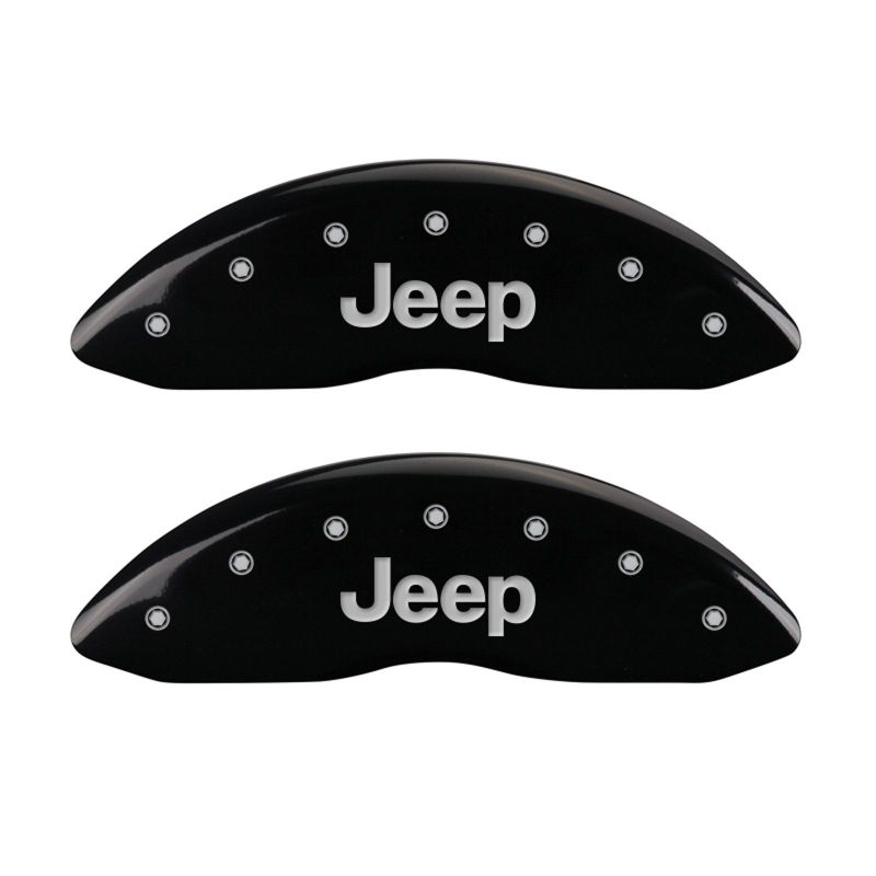 MGP Front set 2 Caliper Covers Engraved Front JEEP Black finish silver ch