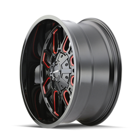 Mayhem 8107 Cogent 22x10 / 8x165.1 BP / -19mm Offset / 130.8mm Hub Black w/ Prism Red Wheel