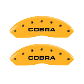 MGP 4 Caliper Covers Engraved Front & Rear Cobra Yellow Finish Black Char 2006 Ford Mustang