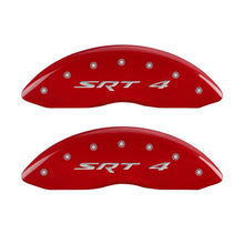 Load image into Gallery viewer, MGP Front set 2 Caliper Covers Engraved Front SRT4 Red finish silver ch