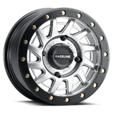 Raceline A12SB Squad 15x7in/4x156 BP/10mm Offset/132.5mm Bore - Silver & Black Ring Beadlock Wheel