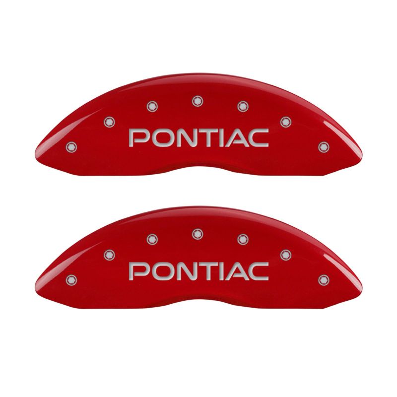 MGP 4 Caliper Covers Engraved Front & Rear Pontiac Red finish silver ch