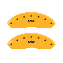 Load image into Gallery viewer, MGP 4 Caliper Covers Engraved Front &amp; Rear GMC Yellow finish black ch