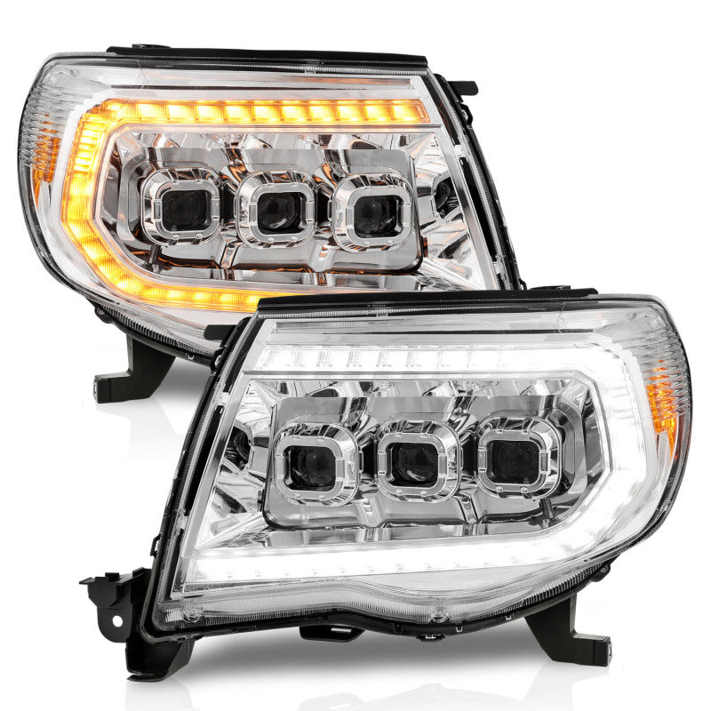 ANZO 05-11 Toyota Tacoma LED Projector Headlights w/Light Bar Swtchbk Seq. Chrome w/Initiation Light