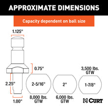 Load image into Gallery viewer, Curt Switch Ball Trailer Ball Set (1-7/8in 2in &amp; 2-5/16in Balls 1in x 2-1/4in Shank)