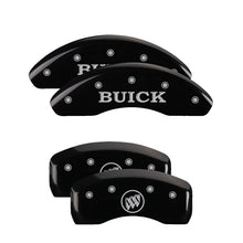 Load image into Gallery viewer, MGP 4 Caliper Covers Engraved Front Buick Engraved Rear Buick Shield Black finish silver ch