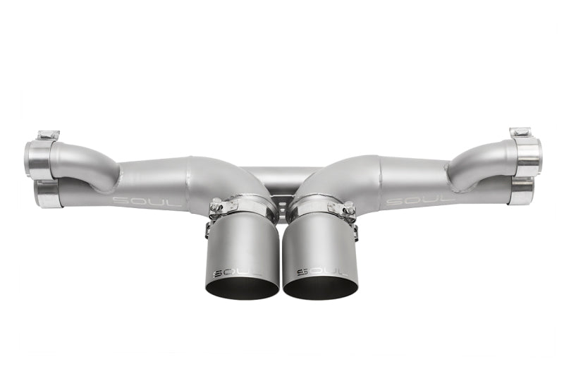 SOUL 14-19 Porsche 991 GT3 Center Muffler Bypass Exhaust - 4in Slash Cut Signature Satin Tips