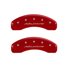 Load image into Gallery viewer, MGP 4 Caliper Covers Engraved Front &amp; Rear Avalanche Red finish silver ch