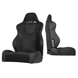 Xtune Srt Style Racing Seat Suede/Pu (Double Slider) Black/Black Passenger Side RST-SRT-03-BK-PA