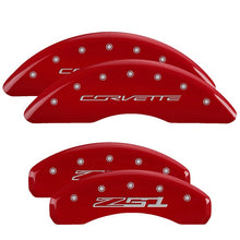 Load image into Gallery viewer, MGP 4 Caliper Covers Engraved Front Corvette C7 Engraved Rear Z51/2015 Red finish silver ch