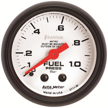 Load image into Gallery viewer, Autometer Phantom 2-1/16in 0-1.0 Bar Mechanical Fuel Pressure Gauge