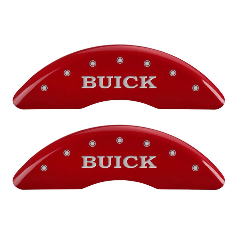 MGP 4 Caliper Covers Engraved Front Buick Engraved Rear Buick Shield Red finish silver ch