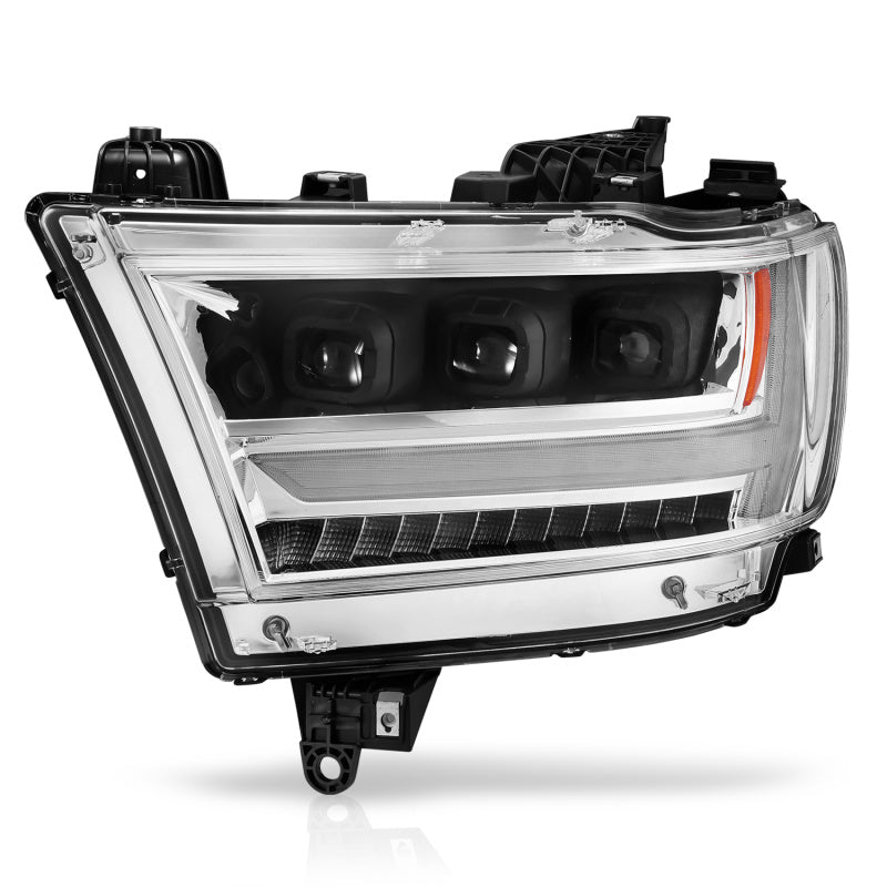 ANZO 19-20 Dodge Ram 1500 Tradesman LED Projector Headlights Plank Style w/Sequential Black (Driver)