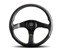 Load image into Gallery viewer, Momo Tuner Steering Wheel 350 mm - Black Leather/Red Stitch/Black Spokes