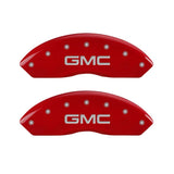 MGP Front set 2 Caliper Covers Engraved Front GMC Red finish silver ch