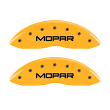 Load image into Gallery viewer, MGP 4 Caliper Covers Engraved Front &amp; Rear Mopar Yellow Finish Black Char 2010 Dodge Ram 2500