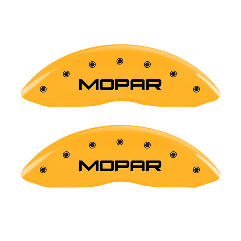 MGP 4 Caliper Covers Engraved Front & Rear Mopar Yellow Finish Black Char 2007 Dodge Charger