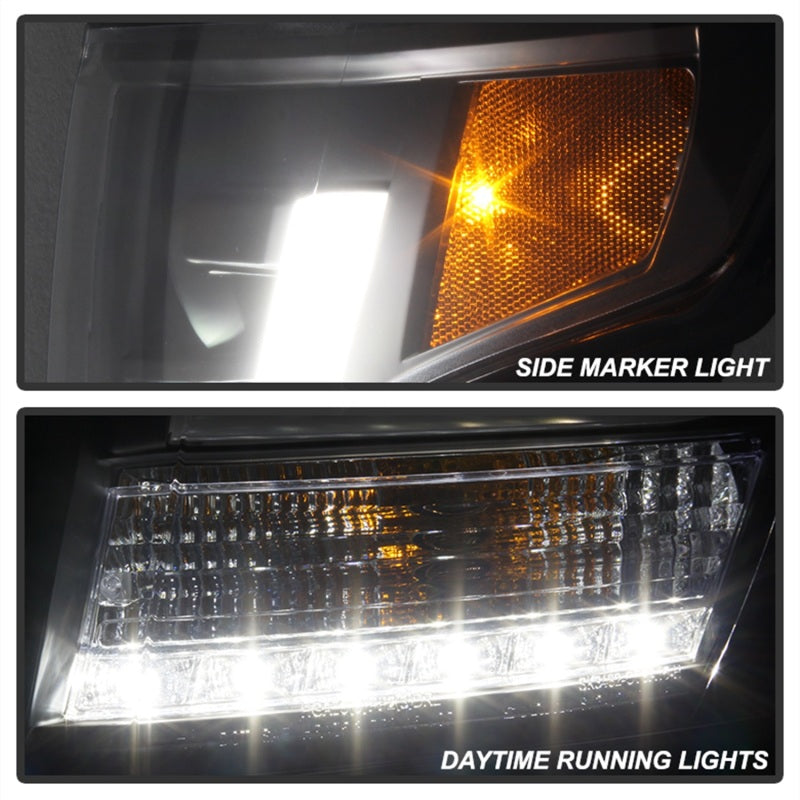 Spyder Chevy Tahoe / Suburban 2015 -2016 Projector Headlights - DRL LED - Black PRO-YD-CTA15-DRL-BK