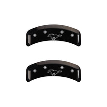 Load image into Gallery viewer, MGP 4 Caliper Covers Engraved Front Mustang Engraved Rear Pony Black finish silver ch