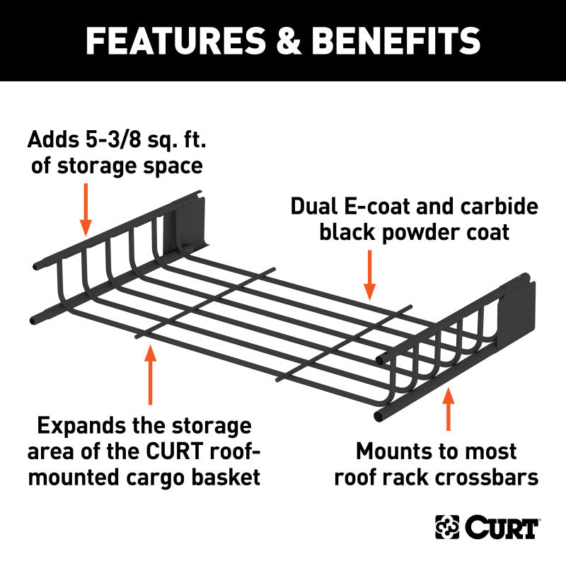 Curt 21in x 37in Roof Rack Cargo Carrier Extension