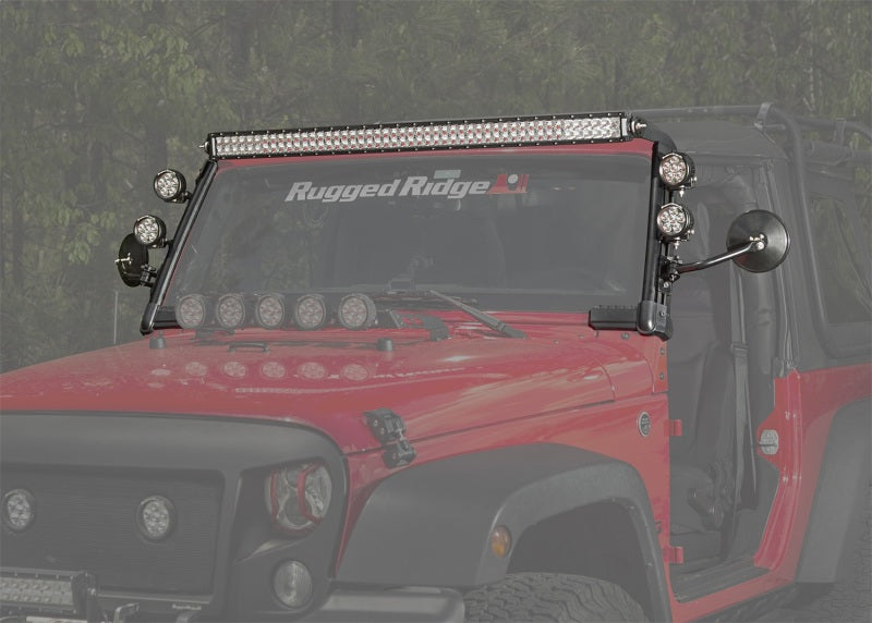 Rugged Ridge 07-18 Jeep Wrangler JK Fast Track Kit 1 Bar 4 Rounds Mirrors