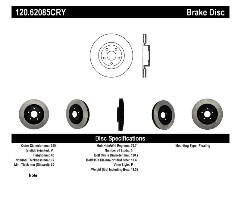 Stoptech 05-09 Corvette w/o Z51 pkg / 05-07 Cadillac XLR Front Performance Cryo Rotor