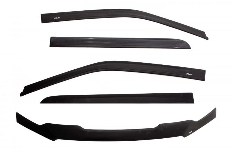 AVS 14-18 Toyota Tundra Double Cab Ventvisor & Aeroskin Deflector Combo Kit - Matte Black