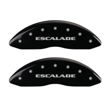 Load image into Gallery viewer, MGP 4 Caliper Covers Engraved Front Escalade Engraved Rear EXT Black finish silver ch