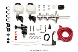 Wilwood Tandem Remote M/C Kit w L/H Bracket & Prop Valve - 15/16in Bore Ball Burnished-W/Pushrod