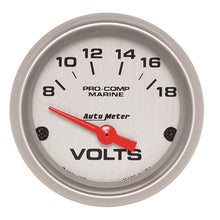 Load image into Gallery viewer, Autometer Voltmeter 2-1/16in 18V Electric Marine Silver Ultra-Lite Gauge
