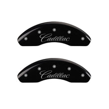 Load image into Gallery viewer, MGP 4 Caliper Covers Engraved Front Cadillac Engraved Rear ATS Black finish silver ch