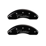 MGP 4 Caliper Covers Engraved Front & Rear Cursive/Cadillac Black finish silver ch