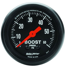 Load image into Gallery viewer, Autometer Z Series 52mm 0-60 PSI Mechanical Boost Gauge