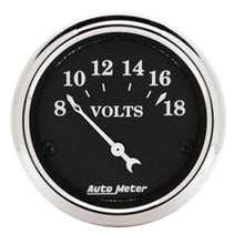Load image into Gallery viewer, Autometer 2 1/16in 18V Electric Old Tyme Black Voltmeter