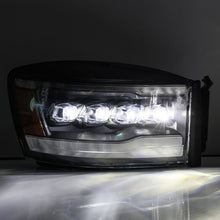 Load image into Gallery viewer, AlphaRex 06-08 Dodge Ram 1500HD NOVA LED ProjHeadlights Plank Style Blk w/Seq Signal/DRL/Amber LED